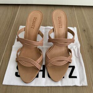 Schutz Brynn Casual Leather Sandal Nude Size 8